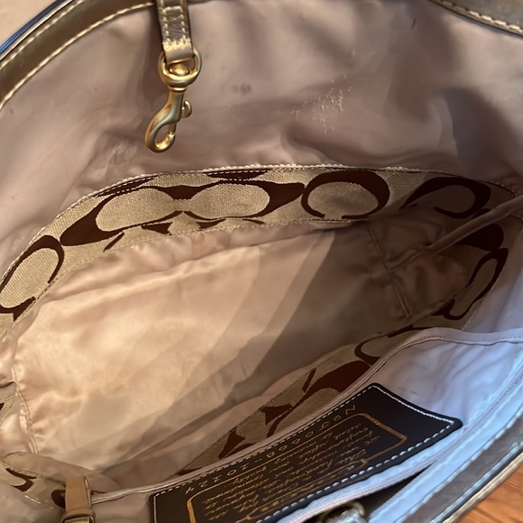 PRICE DROP: *make offer* Classic COACH purse w/ gold trim & duster - Picture 13 of 14